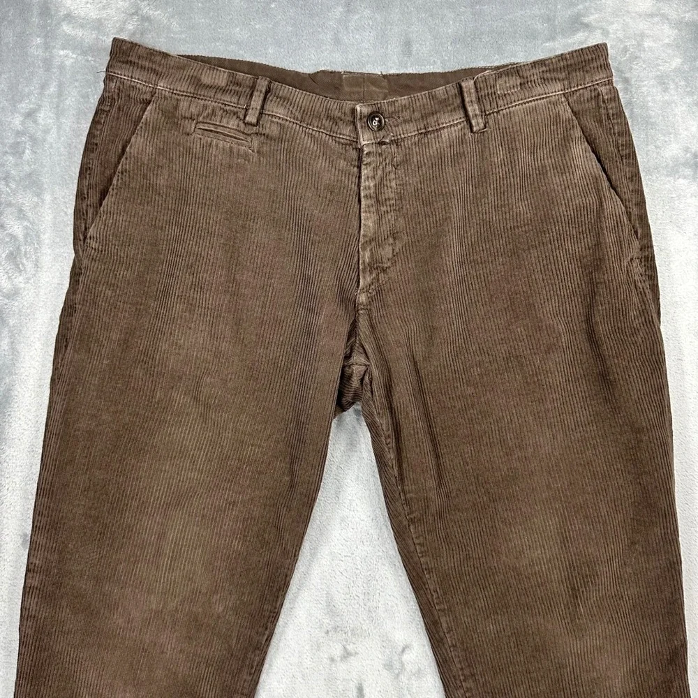 Eredi Pisano Roma Mens Brown Corduroy Slim Fit Pants Taglia 54 Made in Italy